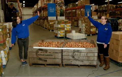 Carly and Ashlan in the warehouse