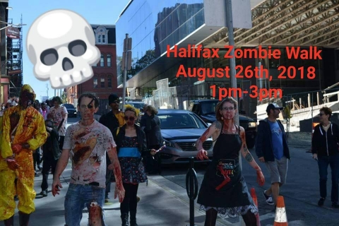 Halifax Zombie Walk 2018 People dressed as zombies walking in the street