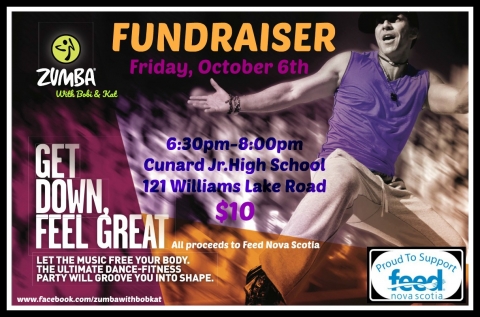 Zumba fundraiser Zumba fundraiser poster with a man exercising