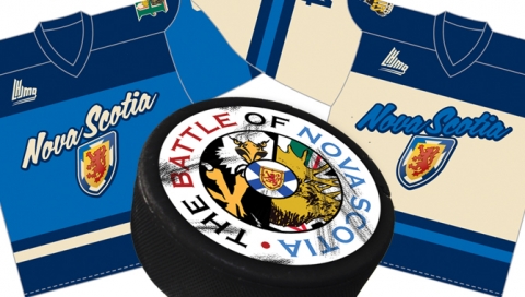 The Battle of Nova Scotia Two Nova Scotian hockey jerseys and a puck