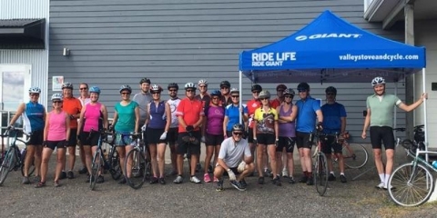 group photo of people participating in a 60km Charity 'Brevet Populaire' (Non-Competitive Bike Ride)