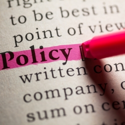 Words on a textbook page with the word policy highlighted