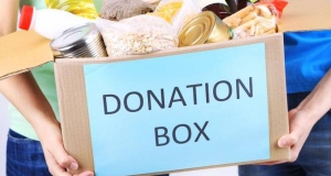 a donation box full of non-perishable food