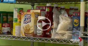 a close up of food sitting on a shelf